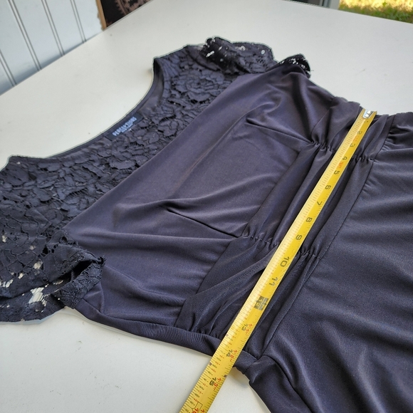 Perceptions New York Dress Lace Black Lace Short Sleeves Womens Stretch Sz M - Picture 14 of 14